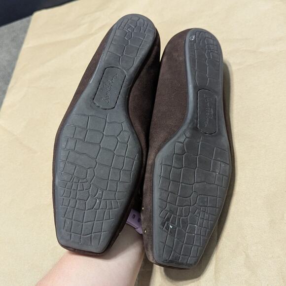 Sam Edelman Jax Brown Suede Ballet Flats Gold Studded Shoes Square Toe Womens 9 - Picture 6 of 7